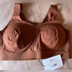 Zyia Active Coffee Front Zipper Access Bra